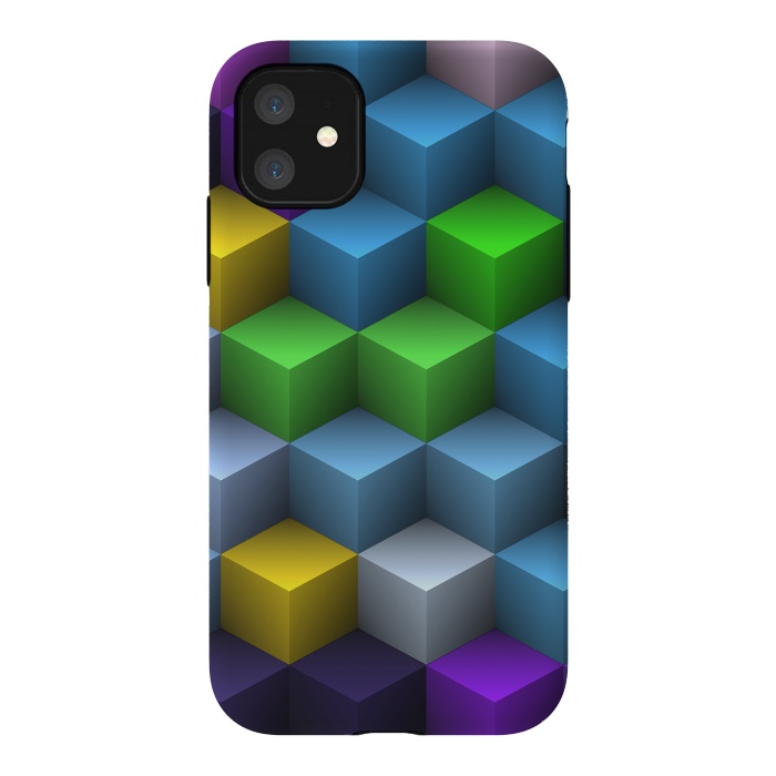 iPhone 11 StrongFit 3D Colorful Squares Pattern by Art Design Works