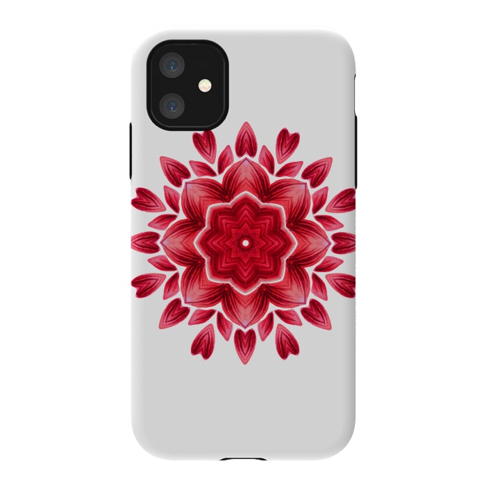 iPhone 11 StrongFit Abstract Watercolor Rose Petal Floral Mandala by Boriana Giormova