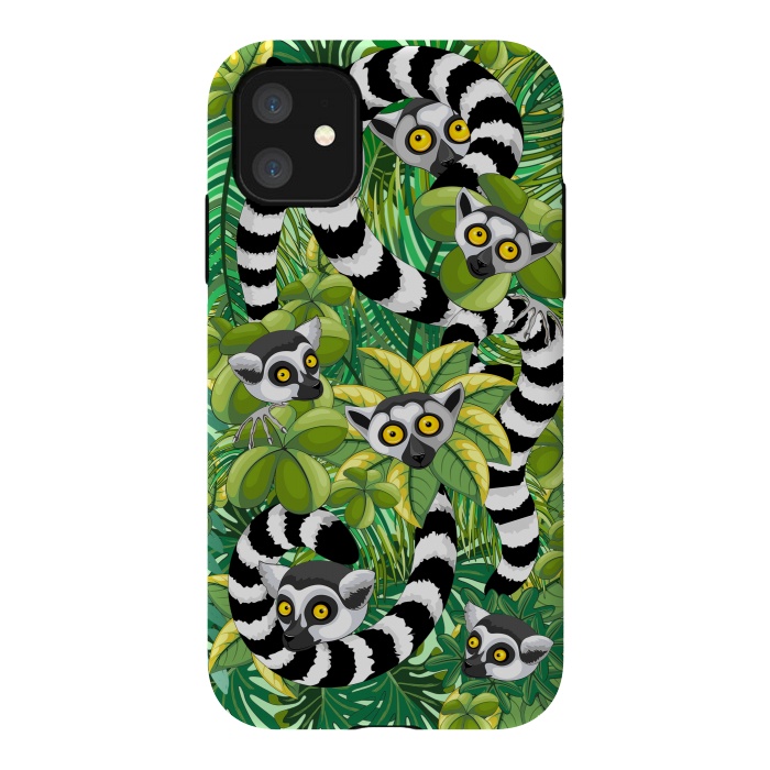 iPhone 11 StrongFit Lemurs of Madagascar on Rainforest  by BluedarkArt