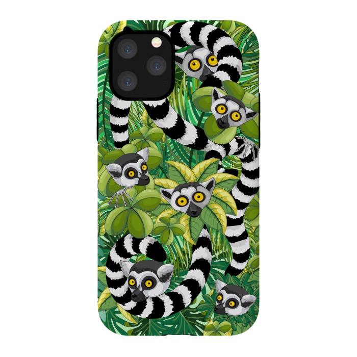 iPhone 11 Pro StrongFit Lemurs of Madagascar on Rainforest  by BluedarkArt