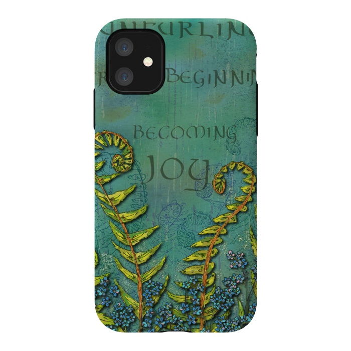 iPhone 11 StrongFit Becoming Joy - Ferns Unfurling by Lotti Brown