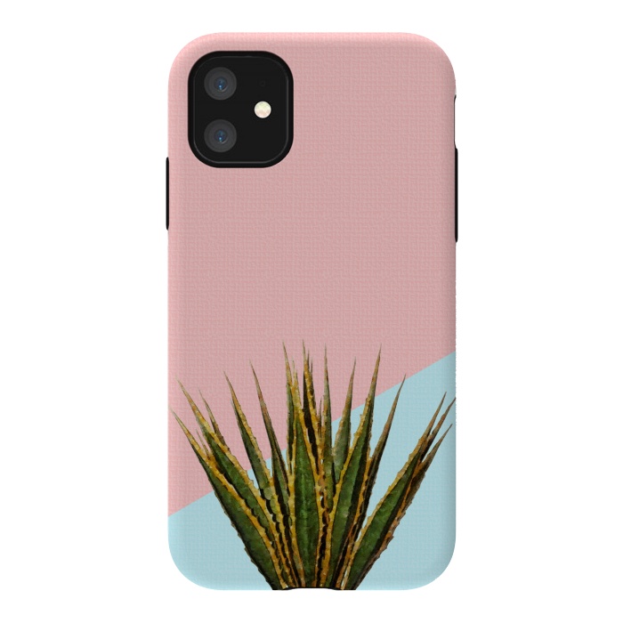 iPhone 11 StrongFit  Agave Plant on Pink and Teal Wall by amini54