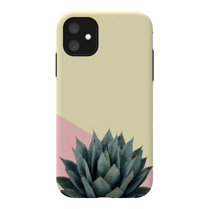 iPhone 11 StrongFit  Agave Plant on Lemon and Pink Wall by amini54