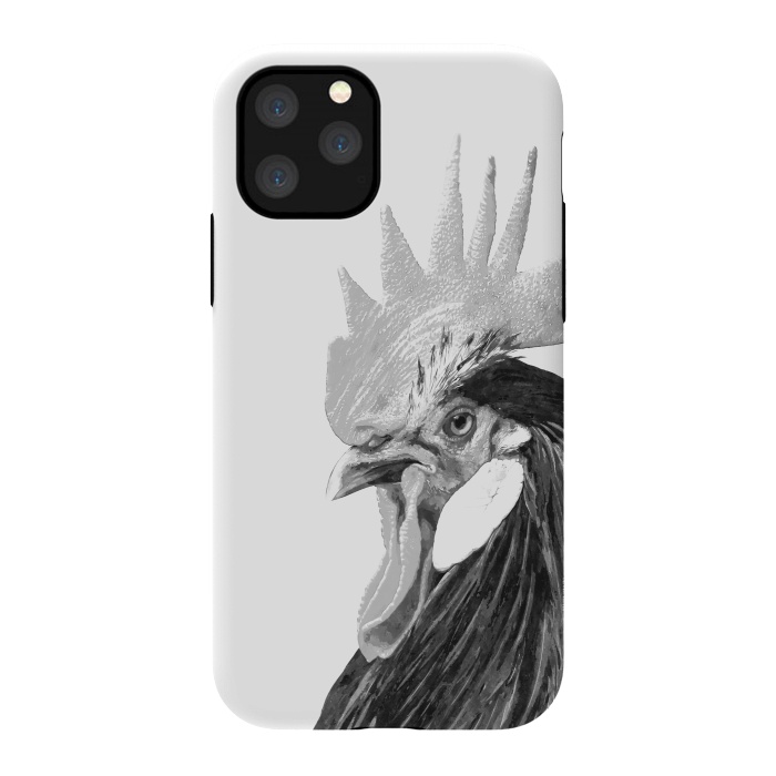 iPhone 11 Pro StrongFit Black and White Rooster by Alemi