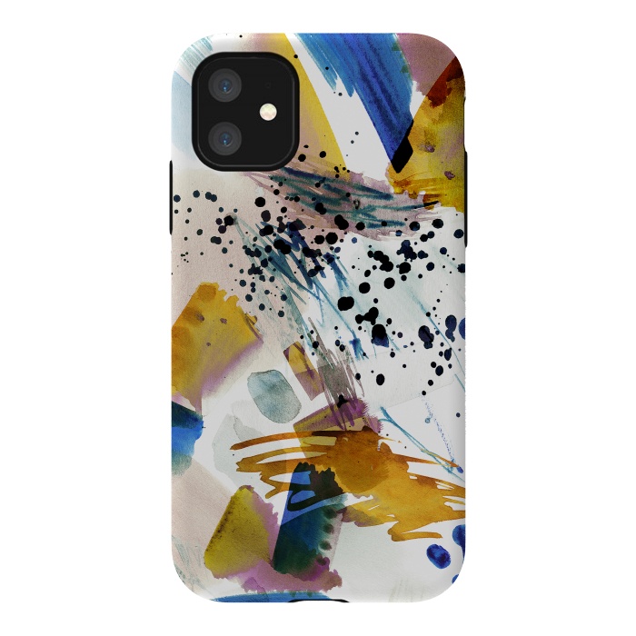 iPhone 11 StrongFit Colorful watercolor painting splatter by Oana 
