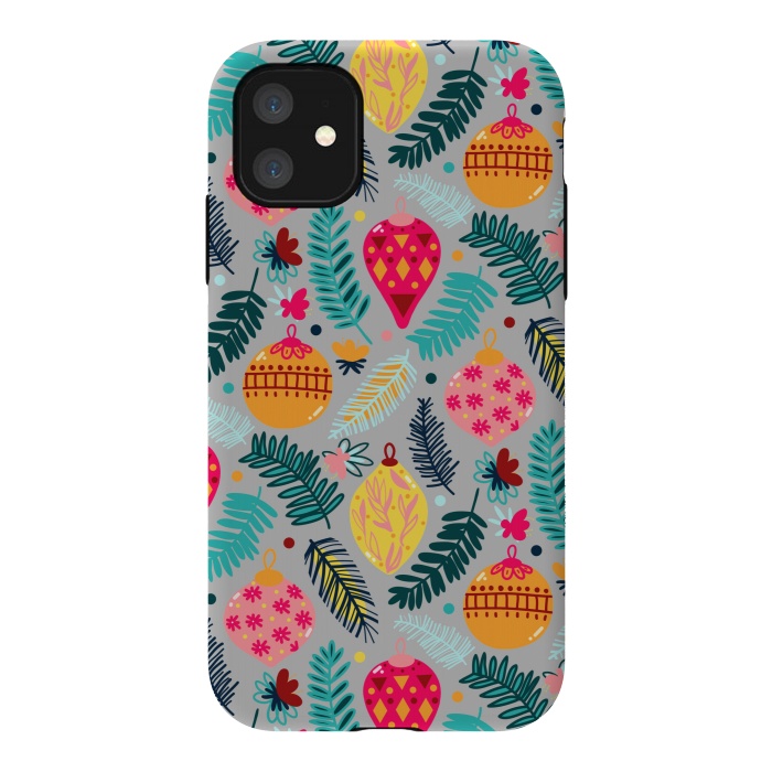 iPhone 11 StrongFit Colorful Christmas - Grey  by Tigatiga