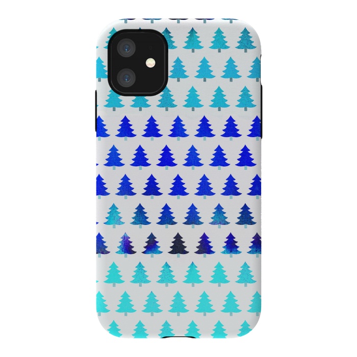 iPhone 11 StrongFit Blue pine trees pattern - Christmas sweater by Oana 