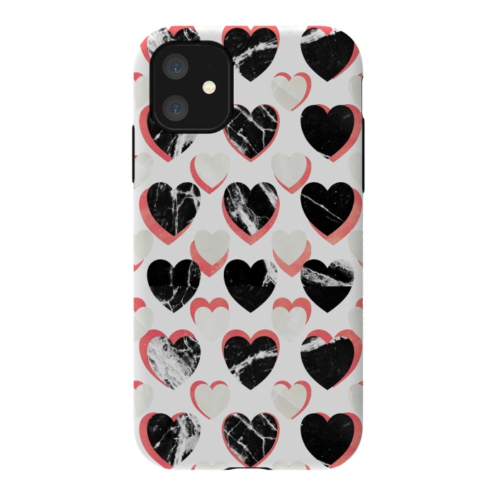 iPhone 11 StrongFit Marble hearts - 3d pattern by Oana 