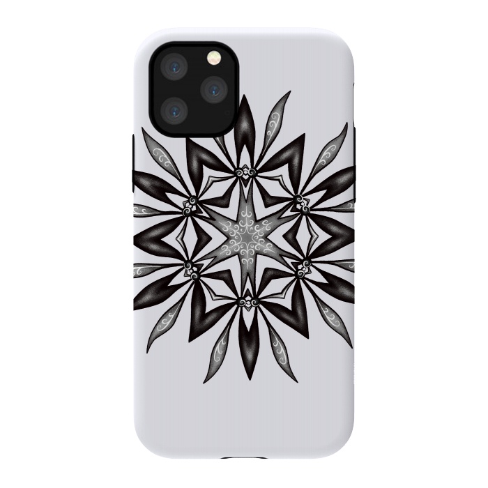 iPhone 11 Pro StrongFit Kaleidoscopic Flower Art In Black And White by Boriana Giormova