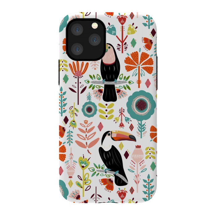 iPhone 11 Pro StrongFit Colorful Toucans  by Tigatiga
