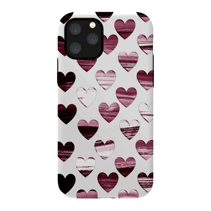 iPhone 11 Pro StrongFit Cherry wine brushed painted hearts by Oana 