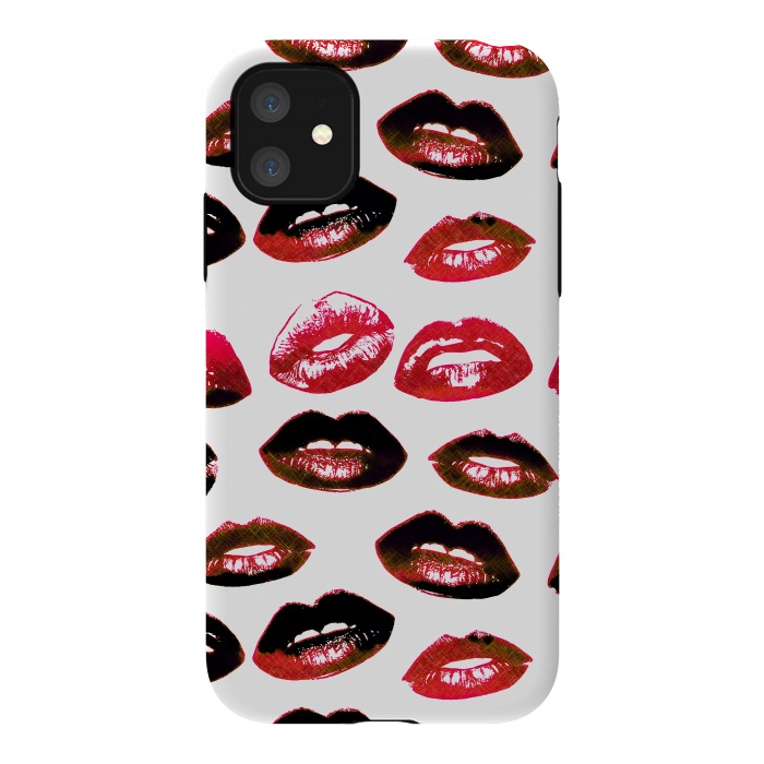 iPhone 11 StrongFit Dark red lipstick kisses - Valentine by Oana 