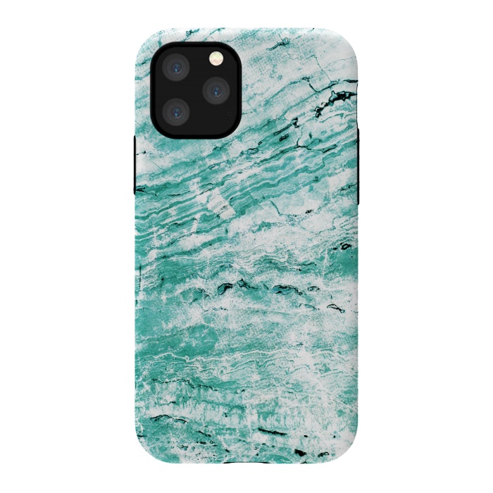 iPhone 11 Pro StrongFit Turquoise marble waves by Oana 