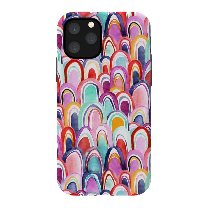 iPhone 11 Pro StrongFit Colorful Watercolor Mermaid Scales  by Tigatiga