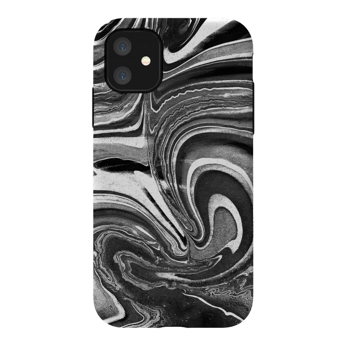 iPhone 11 StrongFit Black and white marble swirls abstract art by Oana 