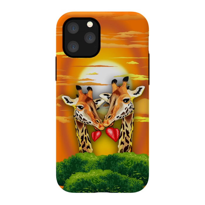 iPhone 11 Pro StrongFit Giraffes in Love in Wild African Savanna Valentine's Day by BluedarkArt