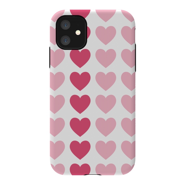 iPhone 11 StrongFit Pink Hearts by Martina