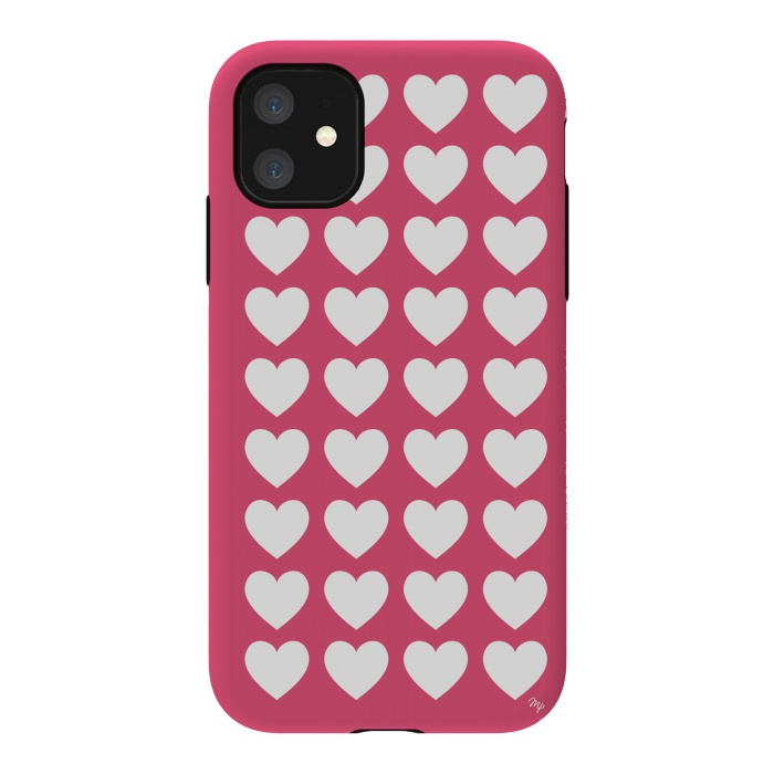 iPhone 11 StrongFit White hearts by Martina