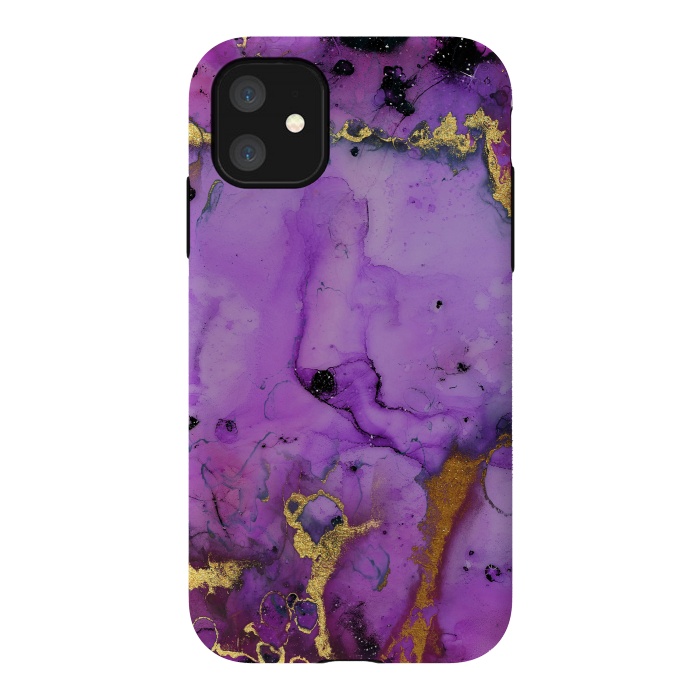 iPhone 11 StrongFit Purple Marble with Gold and black glitter veins by  Utart