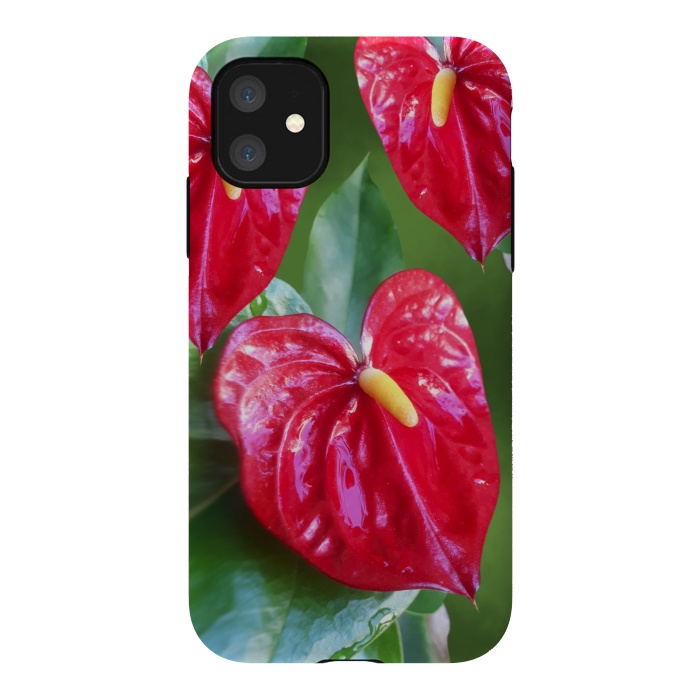 iPhone 11 StrongFit Anthurium Red Exotic Flower  by BluedarkArt