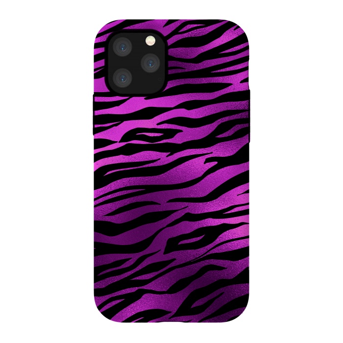 iPhone 11 Pro StrongFit Purple Black Tiger Skin by  Utart