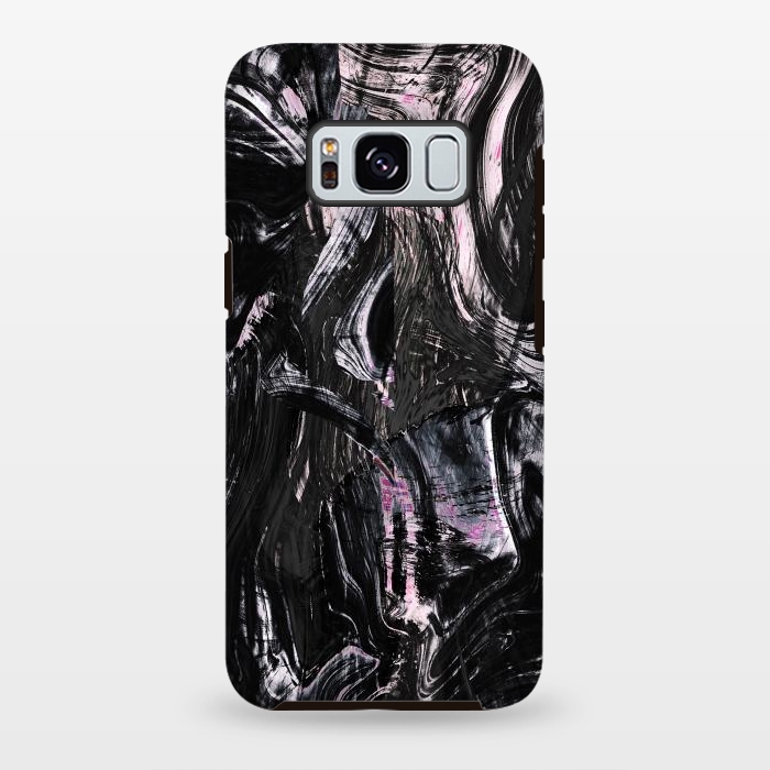 Galaxy S8 plus StrongFit Brushed black pink ink marble by Oana 