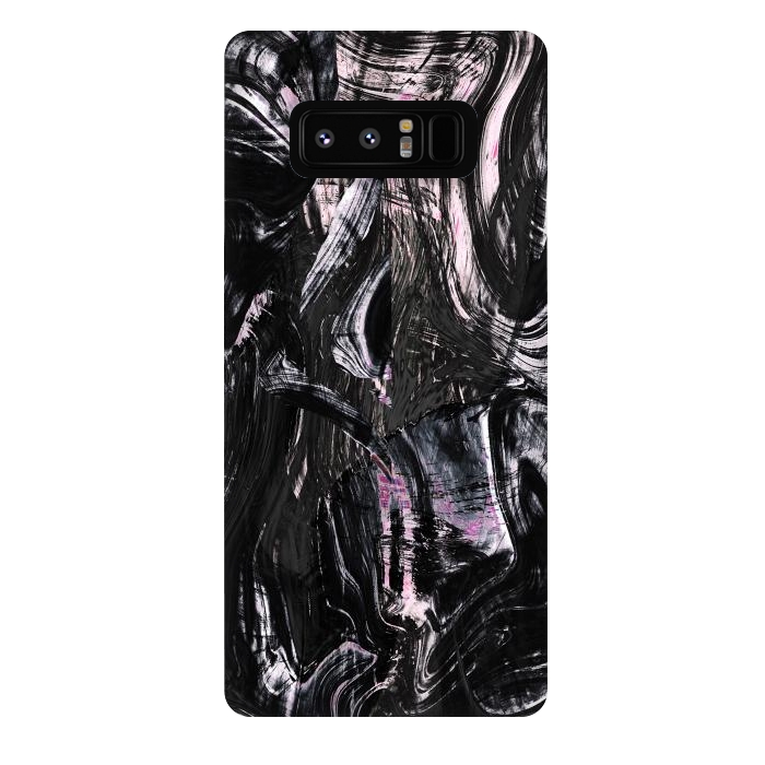 Galaxy Note 8 StrongFit Brushed black pink ink marble by Oana 