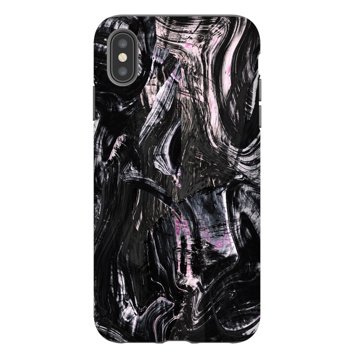 iPhone Xs Max StrongFit Brushed black pink ink marble by Oana 
