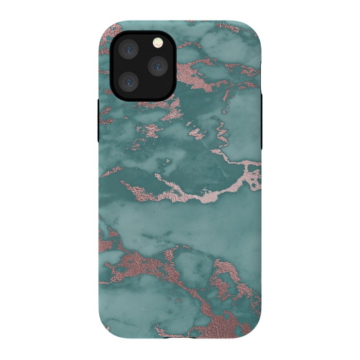 iPhone 11 Pro StrongFit Teal and Rosegold Marble by  Utart
