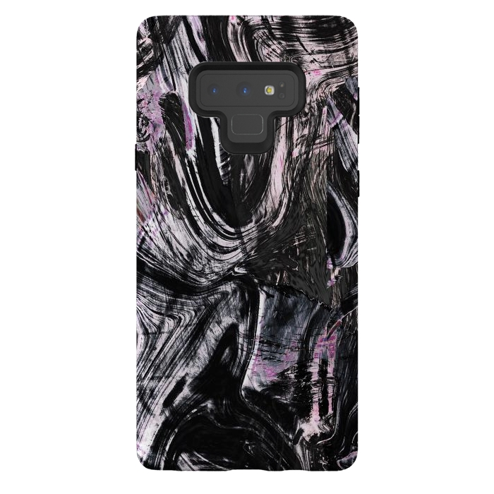 Galaxy Note 9 StrongFit Marble ink brushstrokes by Oana 