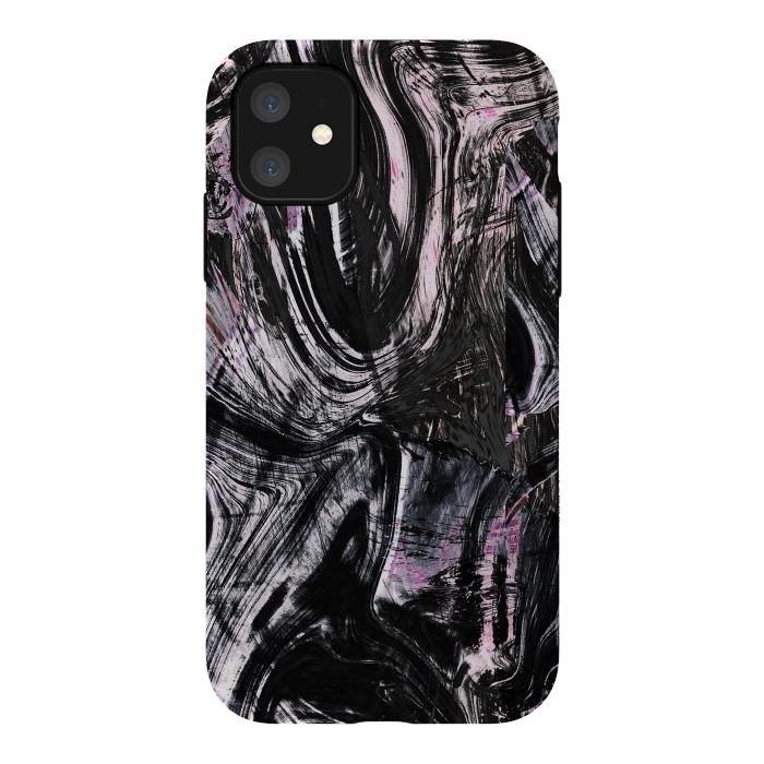 iPhone 11 StrongFit Marble ink brushstrokes by Oana 