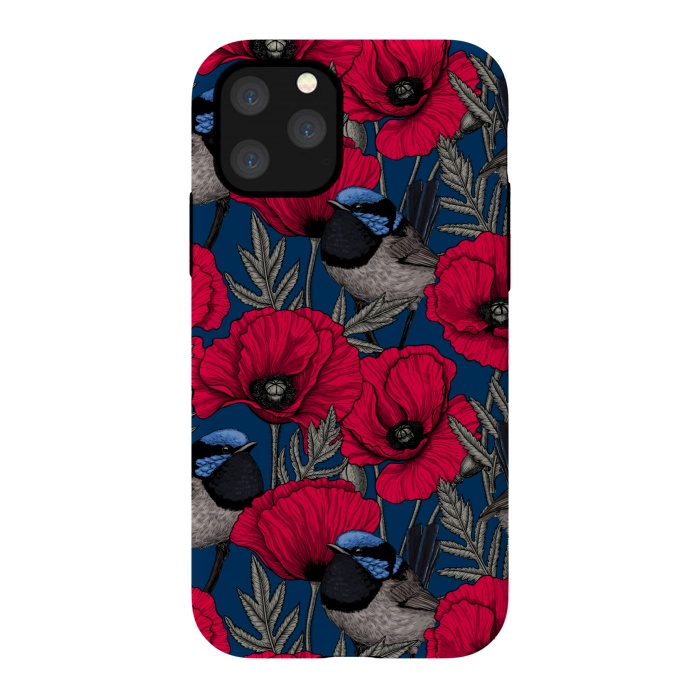 iPhone 11 Pro StrongFit Fairy wren and poppies by Katerina Kirilova