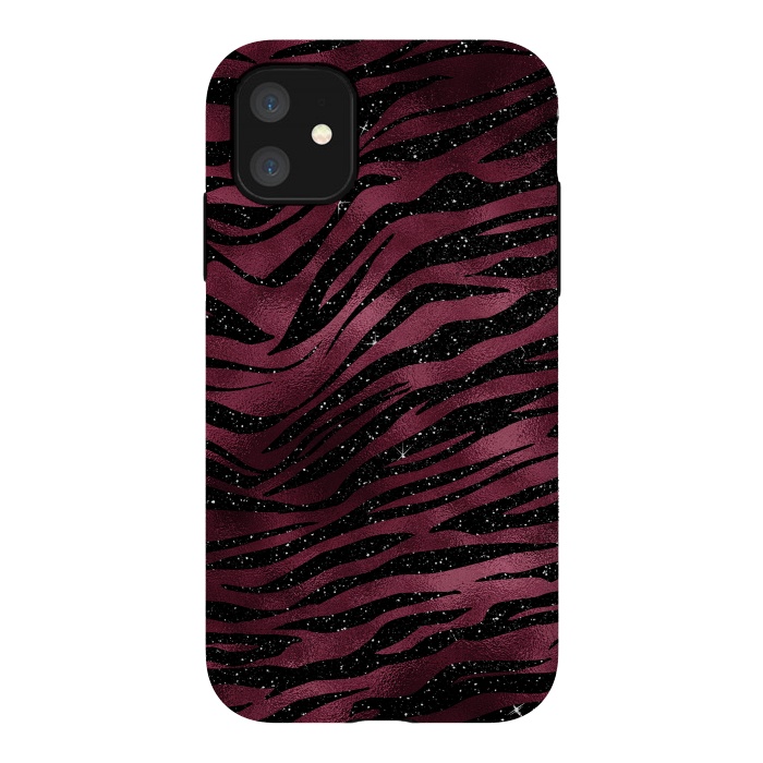 iPhone 11 StrongFit Bordeaux and black Tiger Skin by  Utart