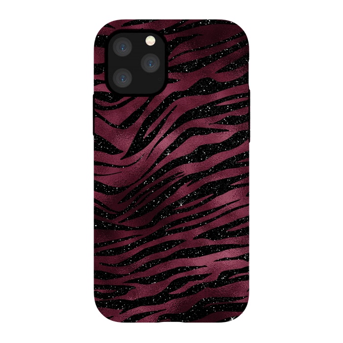 iPhone 11 Pro StrongFit Bordeaux and black Tiger Skin by  Utart