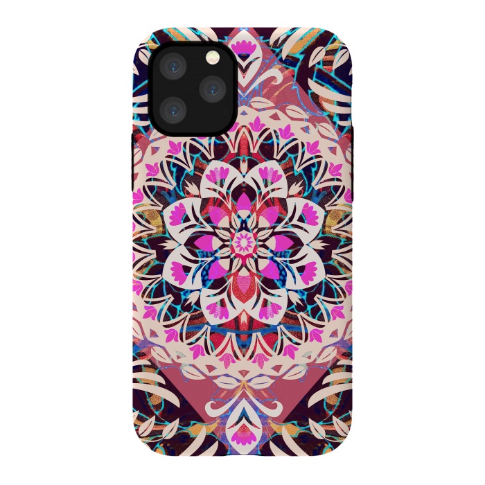 iPhone 11 Pro StrongFit Vibrant pink floral ethnic mandala by Oana 