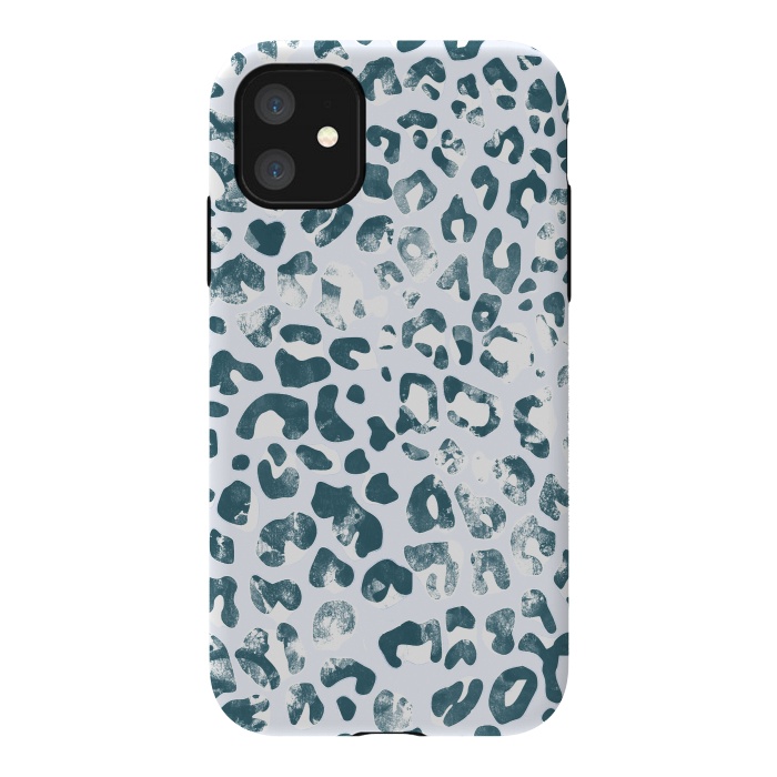 iPhone 11 StrongFit textured turquoise leopard print by Oana 