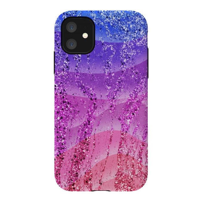 iPhone 11 StrongFit Gradient purple pink glitter marble by Oana 