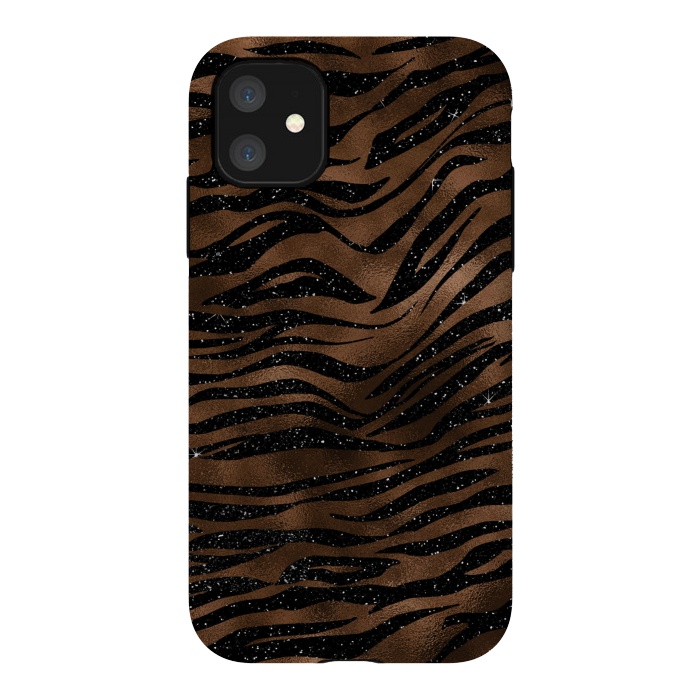 iPhone 11 StrongFit Jungle Journey - Copper Safari Tiger Skin Pattern  by  Utart