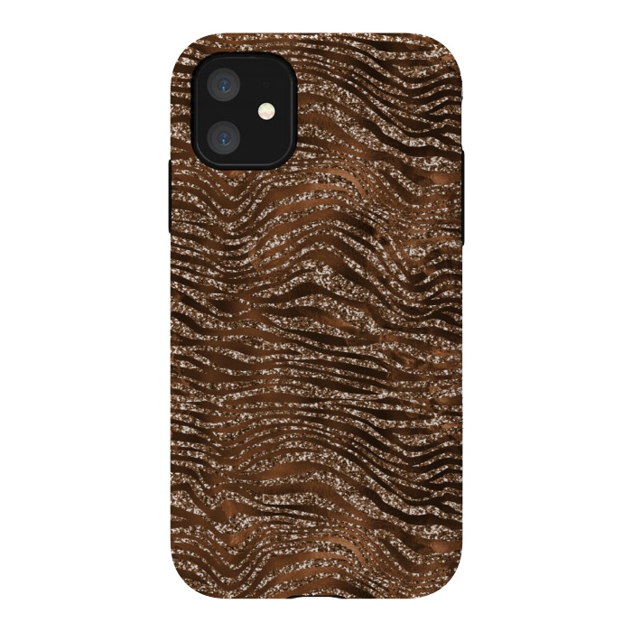 iPhone 11 StrongFit Jungle Journey - Copper Safari Tiger Skin Pattern 1 by  Utart