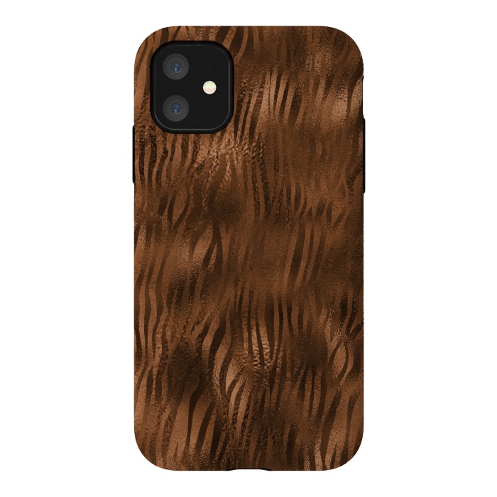 iPhone 11 StrongFit Jungle Journey - Copper Safari Tiger Skin Pattern 2 by  Utart