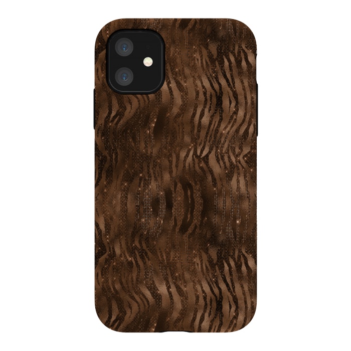 iPhone 11 StrongFit Jungle Journey - Copper Safari Tiger Skin Pattern 3 by  Utart