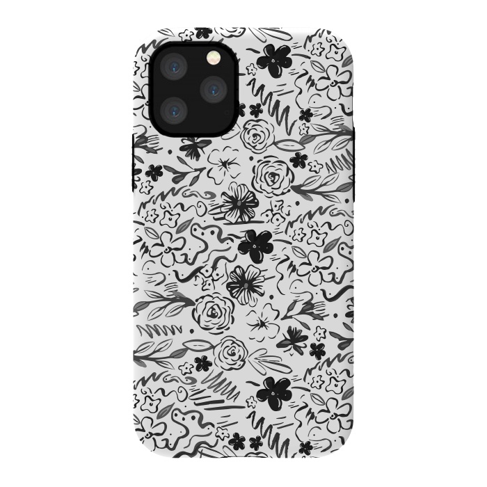 iPhone 11 Pro StrongFit Stylish abstract brush strokes and floral doodles design by InovArts