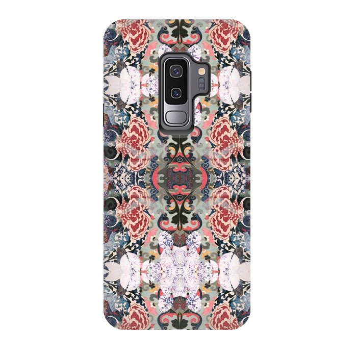 Galaxy S9 plus StrongFit Japanese inspired floral mandala pattern by Oana 