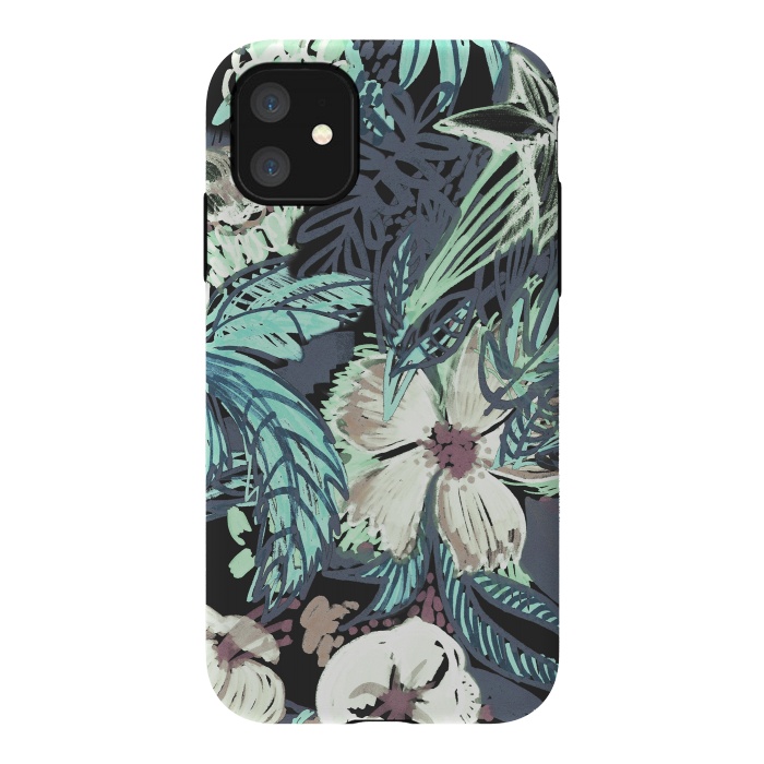 iPhone 11 StrongFit Marker sketched flowers and foliage doodles by Oana 