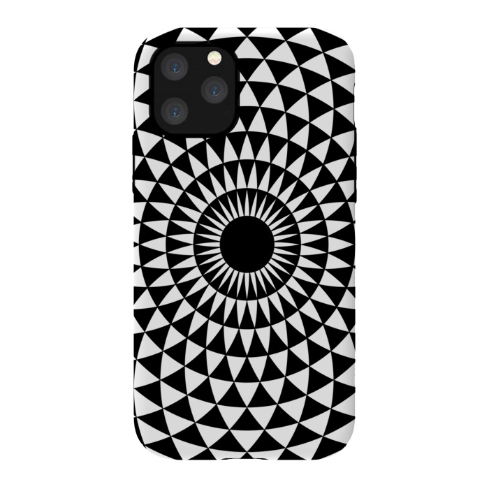 iPhone 11 Pro StrongFit 3d illusion mandala geometric black triangle patterns  by Josie
