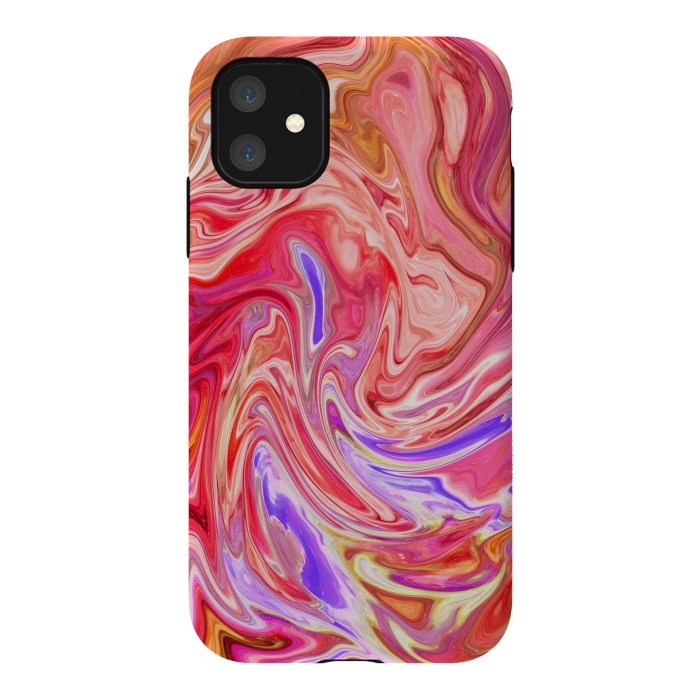 iPhone 11 StrongFit Water effect pink red pop fluid painting digital art by Josie