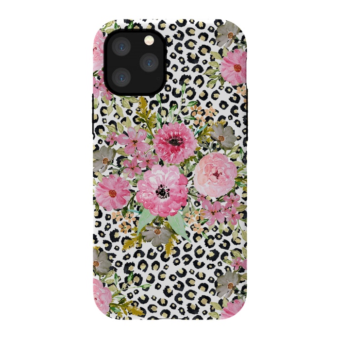 iPhone 11 Pro StrongFit Elegant leopard print and floral design  by InovArts