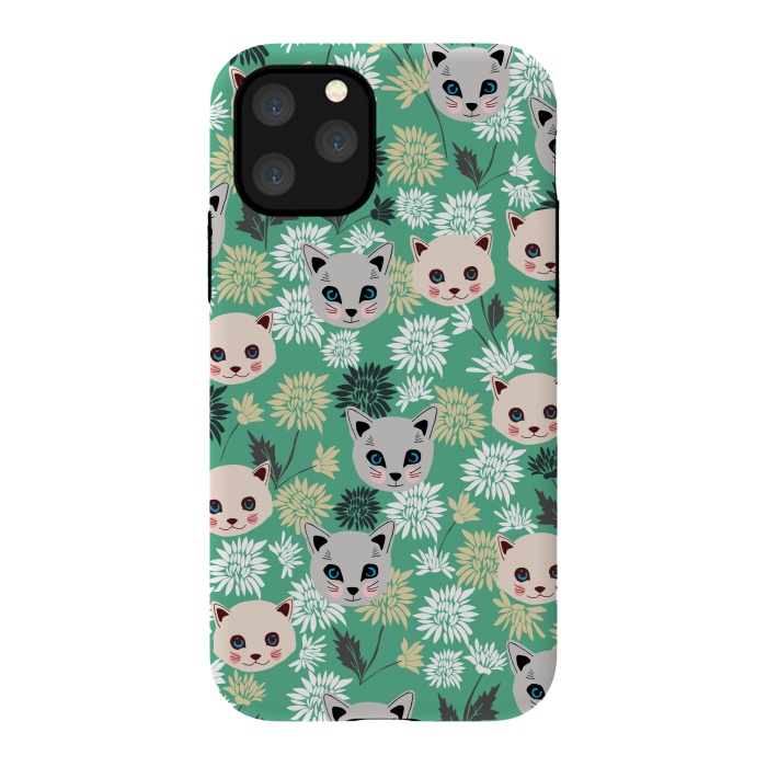iPhone 11 Pro StrongFit Cute Cats and Flowers by Karolina