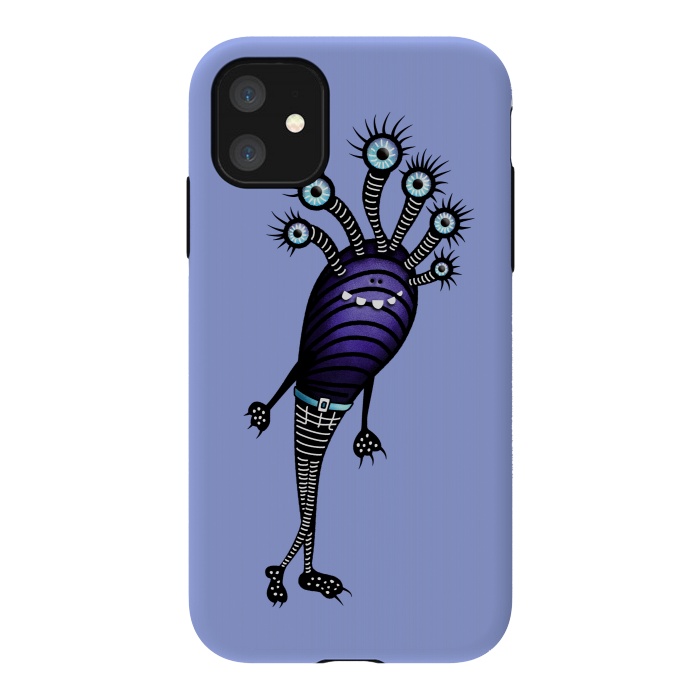iPhone 11 StrongFit Funny Monster Cartoon Creature Dressed Up by Boriana Giormova