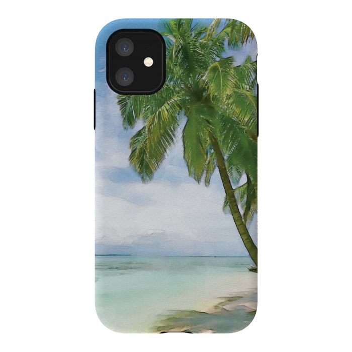 iPhone 11 StrongFit Watercolor Beach by Creativeaxle